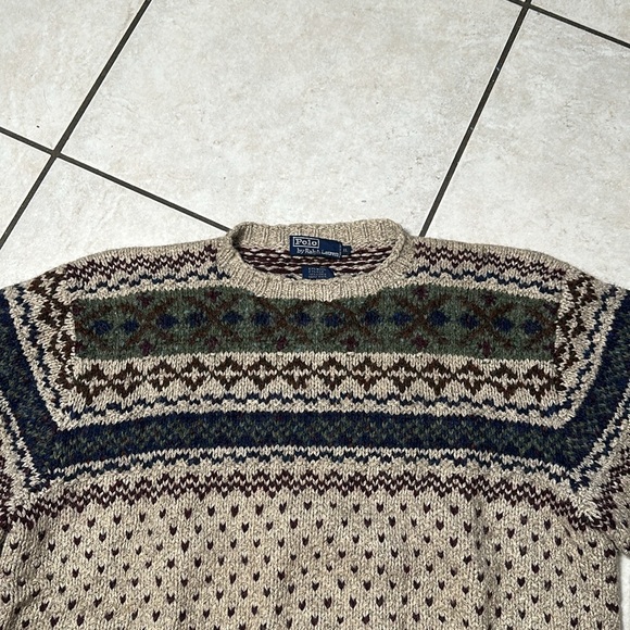 Polo Ralph Lauren Hand Knit Wool Silk Linen Blend Pullover Fairs Isle Sweater - Picture 3 of 13